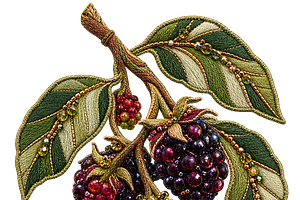 Beaded Blackberry Sprig PNG