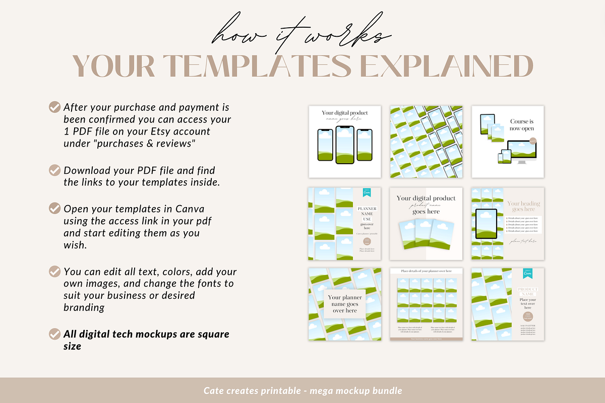 Digital product mockup bundle Canva, a Templates & Theme by Cate Creates (Photo 5 of 7)