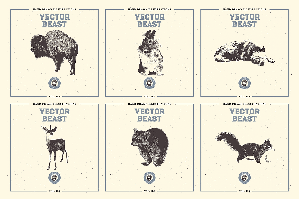 VECTOR BEAST HAND DRAWN BUNDLE 11.0, an Object Graphic by pawellpi