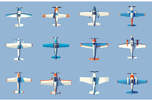 Set of cartoon propeller-driven, a Transportation Illustration by LadadikArt