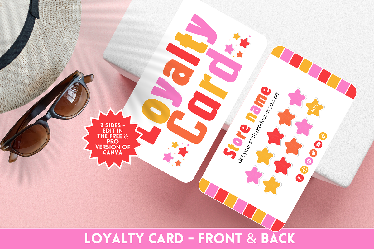 Colorful Loyalty Card Template, a Business Card Template by SunshineStudioBoutique (Photo 1 of 11)
