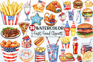 4th of July Fast Food Clipart, a Seasonal Illustration by Rose Art