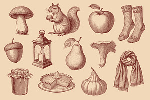 Vintage Autumn Illustrations