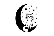 50 Cat Moon Silhouette Vector Bundle, an Illustration by jahid234 (Thumbnail 49 of 51)