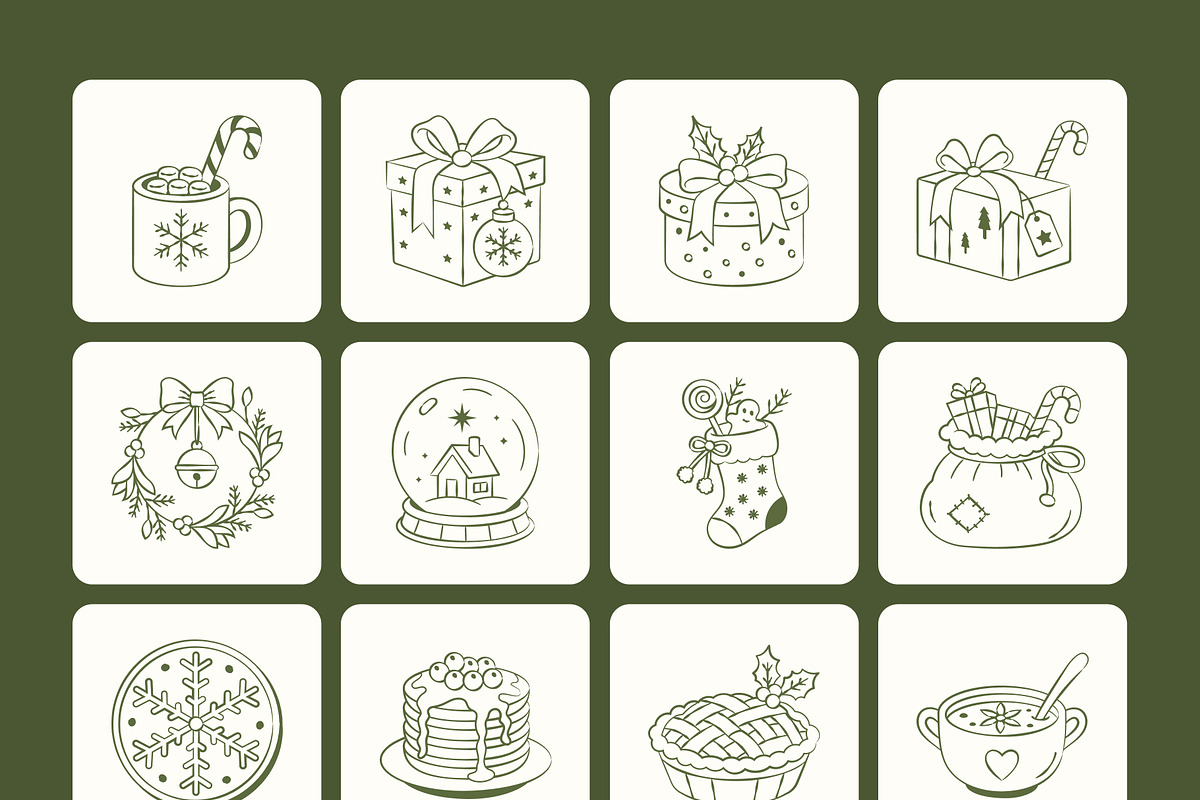 90 Christmas Hand-drawn Doodles, an Outline Icon by Prosymbols (Photo 8 of 9)
