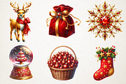 Red Gold Christmas Clipart, an Illustration by RobertsArt (Thumbnail 6 of 7)