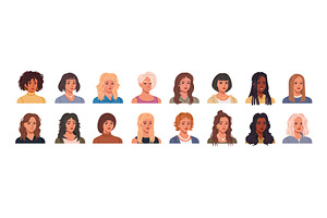 Set of female with trendy haircuts, a Person Illustration by Yayasya