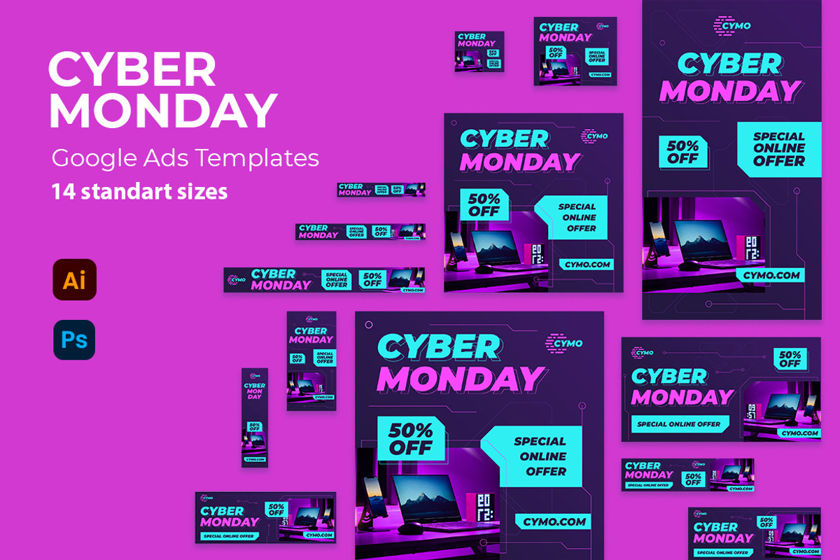 Cyber Monday Google Ads Banner, a Marketing Template by kerismaker (Photo 1 of 4)