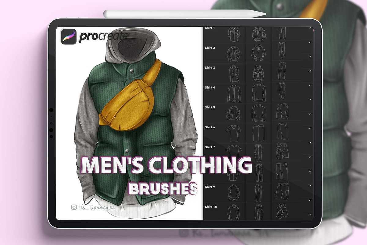 Procreate clothes for men stamps, a Brush Add-On by KsTumanova (Photo 1 of 3)