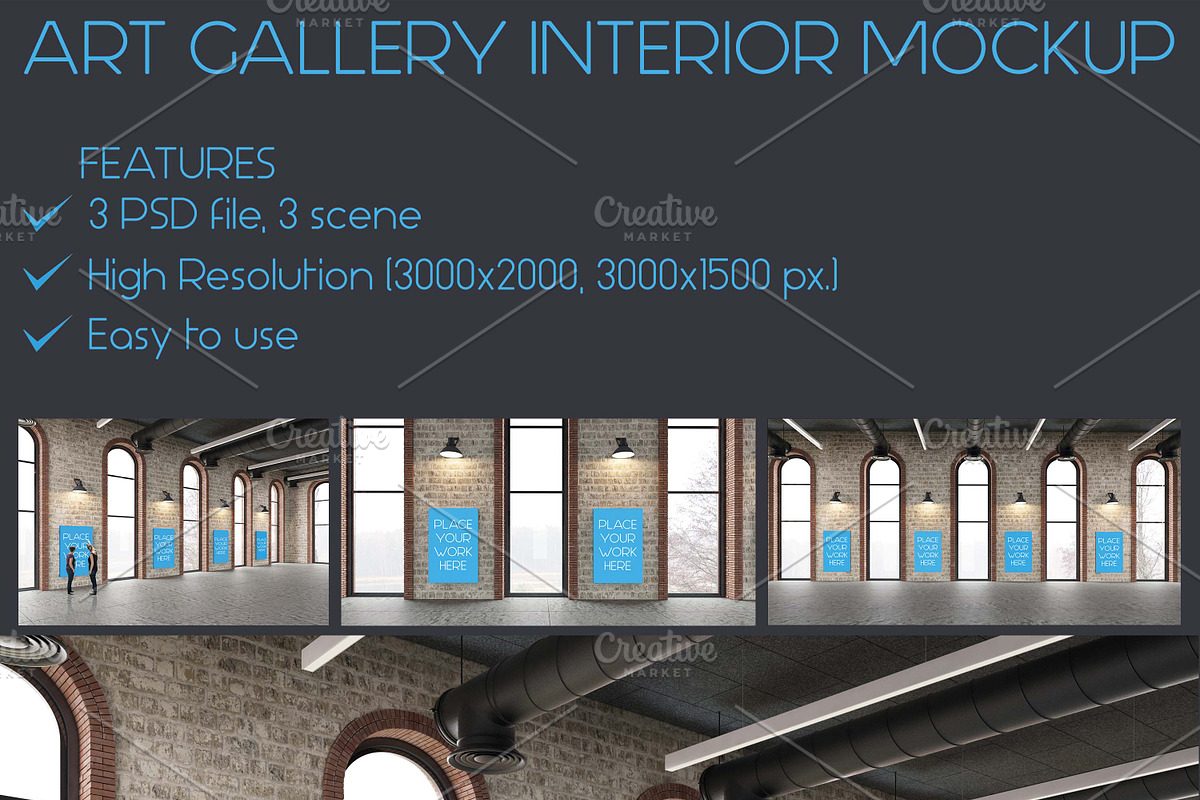 Art Gallery Interior Painting Mockup, a Print Template by desgiant (Photo 2 of 2)