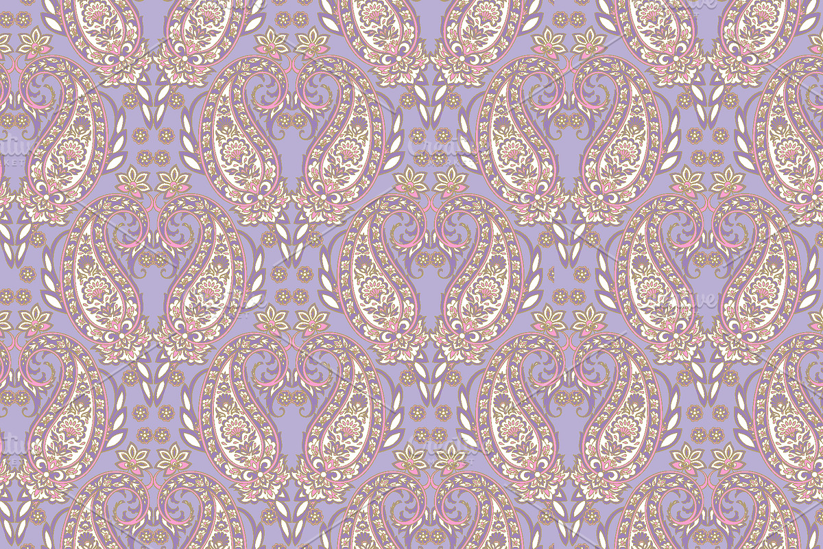 Pink Pailsey seamless pattern, a Pattern Graphic by antalogiya (Photo 2 of 5)
