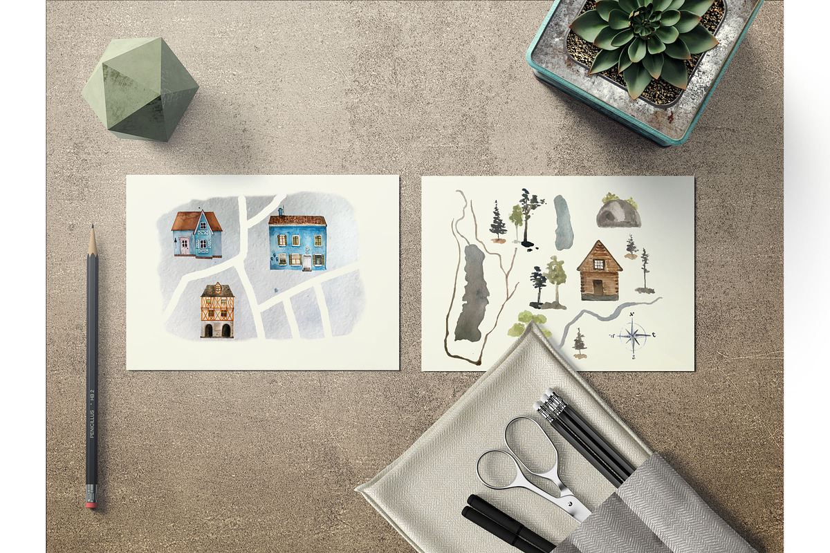 Watercolor Landscape and Map Creator, an Illustration by Bychovsky design (Photo 2 of 5)