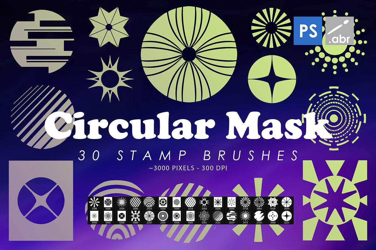 Circular Masks Photoshop Brushes, a Brush Add-On by ArtistMef (Photo 1 of 6)