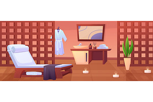 Massage room interior. Relax spa, an Object Illustration by LadadikArt