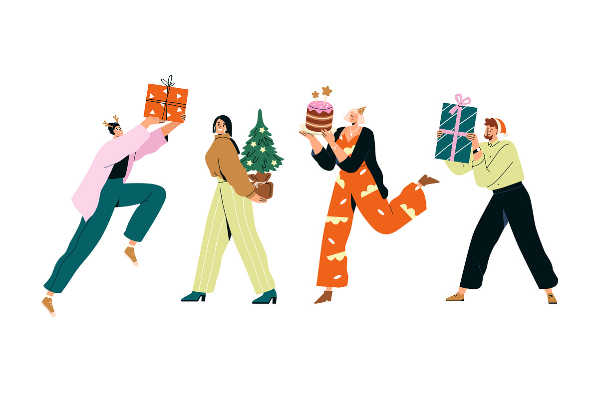 Christmas people set + banner, a Person Illustration by Good Studio (Photo 3 of 6)