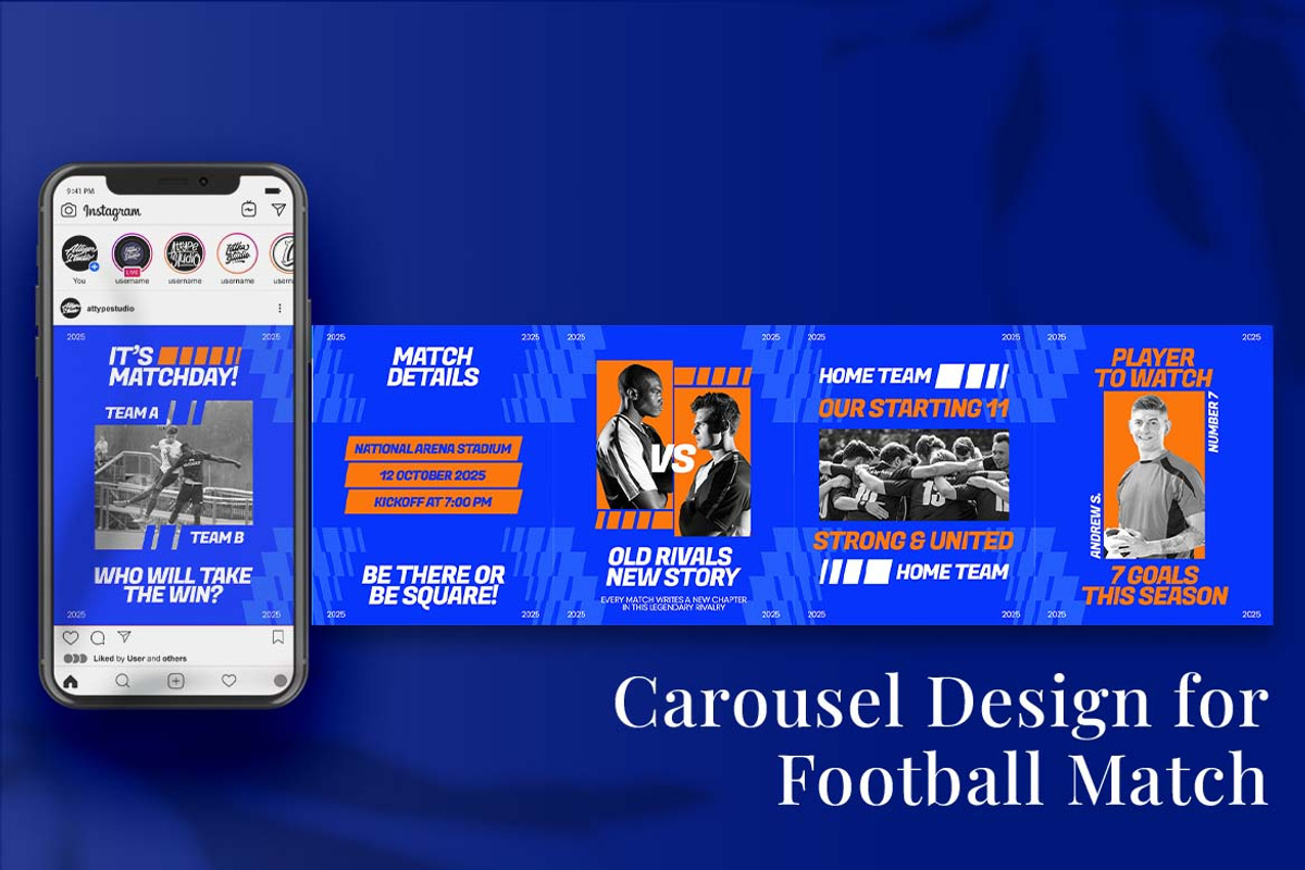 Football Match Instagram Carousel, a Social Media Template by Attype (Photo 3 of 9)