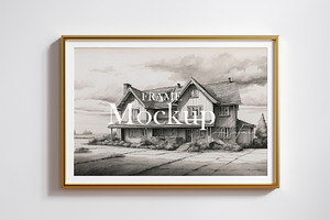 Golden frame mockup close up