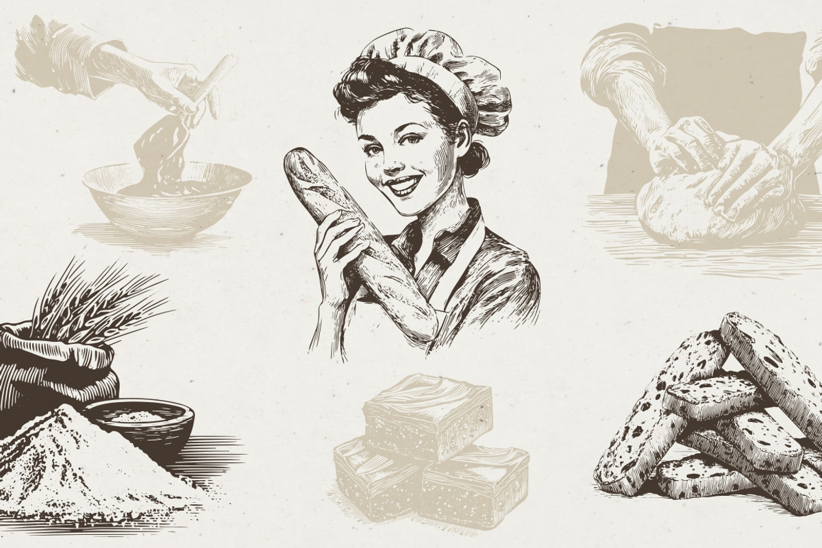 280 Vintage Bakery Illustrations, a Food Illustration by Nocturnal Wolf (Photo 4 of 15)