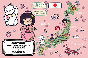 Cartoon map of Japan