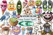 Creepy Summer Beach Clipart, an Illustration by Rose Art (Thumbnail 1 of 3)