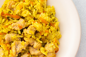 Stewed rice with chicken breast, a Food & Drink Photo by Pundateam