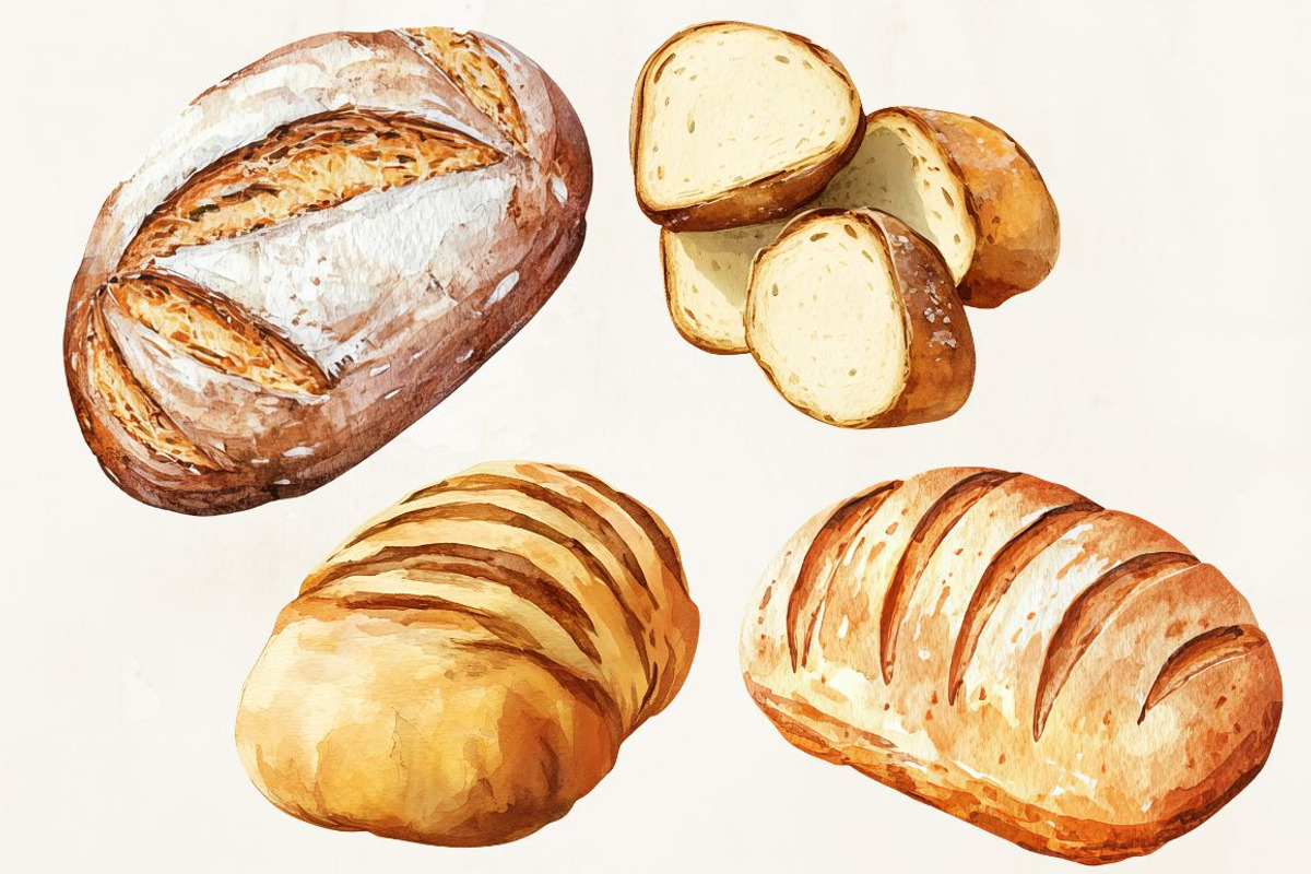 Watercolor Bread Set, a Food Illustration by The Best Digital Plaza (Photo 3 of 5)