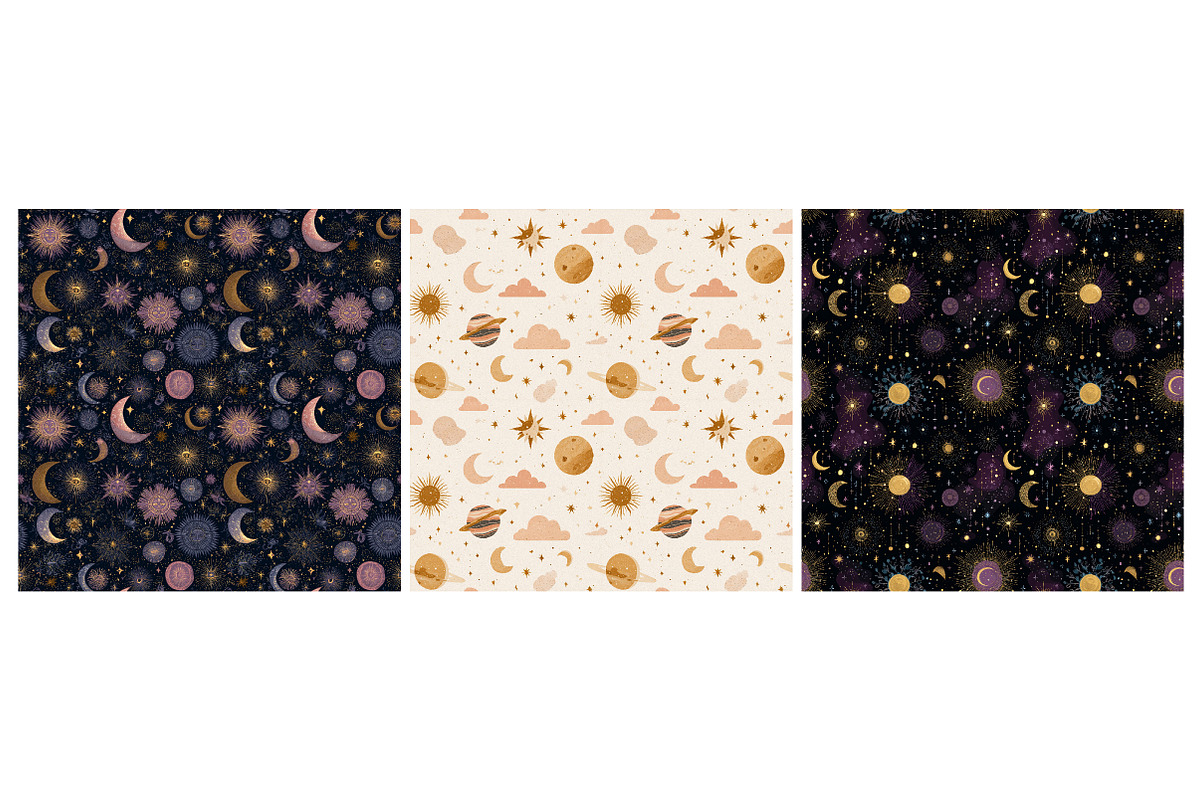 Whimsical Celestial Digital Paper, an Illustration by Daily.Designs (Photo 2 of 5)