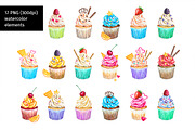 Sweet Cupcakes. Watercolor set, a Food Illustration by Lina's store (Thumbnail 2 of 3)