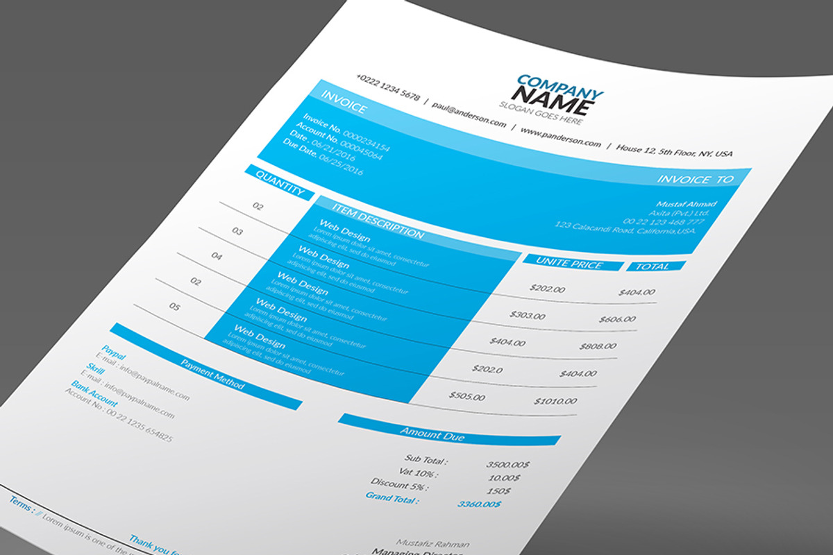 Colorful Invoices, a Stationery Template by DesignGhar | Creative Market