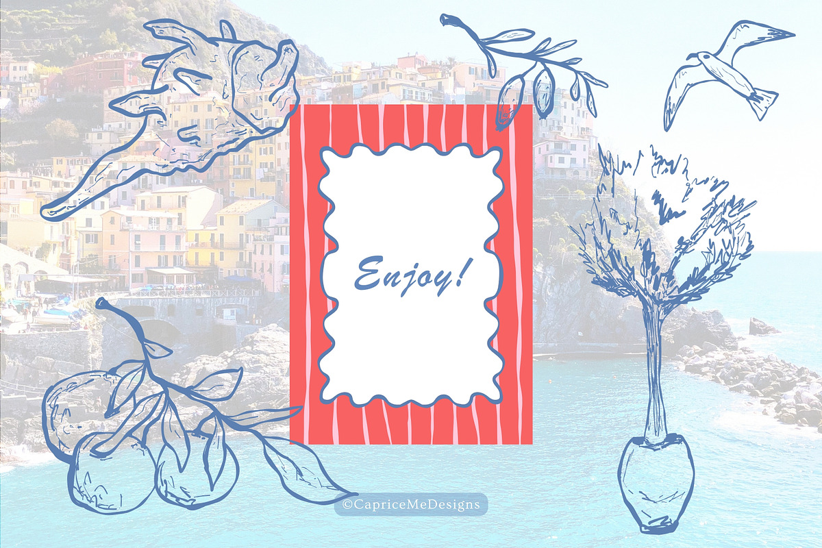 Amalfi coast hand-drawn clipart, a Decorative Illustration by CapriceMeDesigns (Photo 17 of 17)