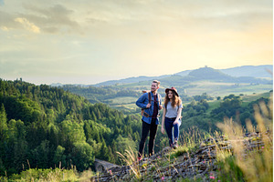 Travellers couple hiking on easy, a Person Photo by HalfPoint