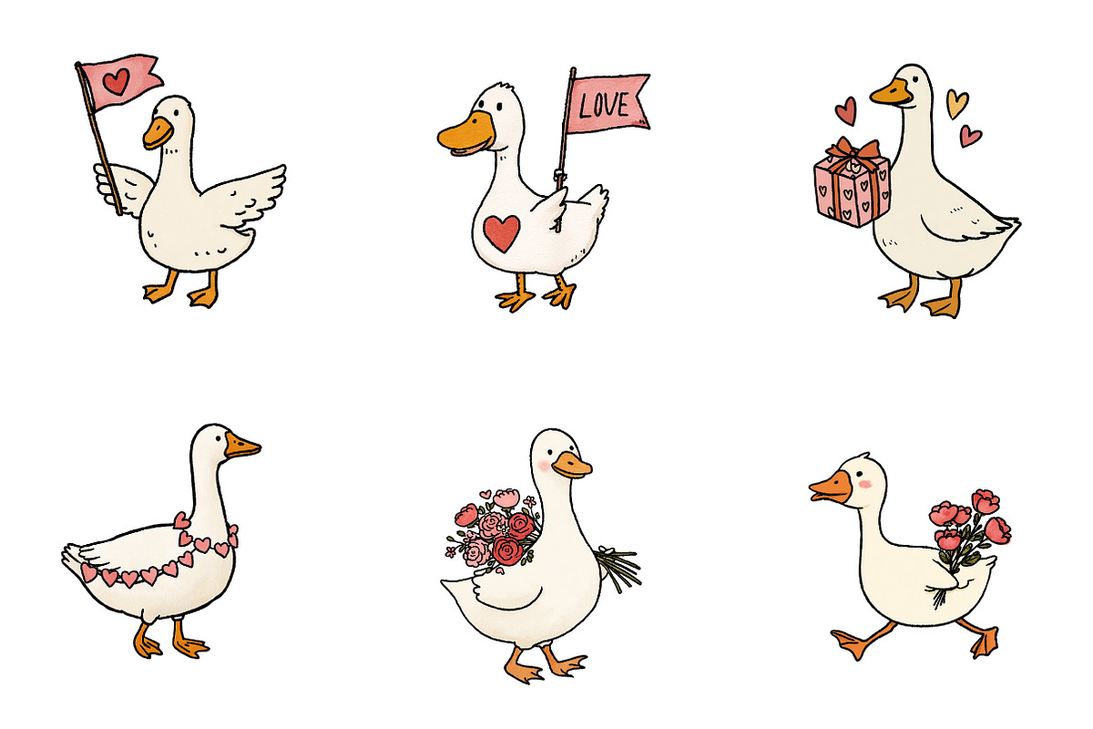 Goose valentine clipart, an Illustration by CreationArt (Photo 2 of 6)