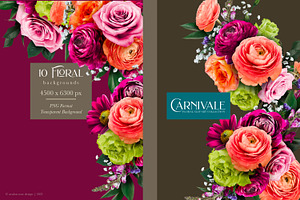 Carnivale Floral Clip Art Collection