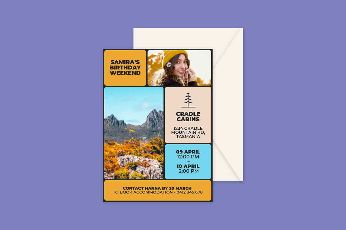 Samira 5 x 7 A6 Birthday Invitation, an Invitation Template by Mountain Folk Creative (Photo 1 of 6)