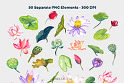 Lotus Flower, Water Lily Elements, an Illustration by Mia Digital (Thumbnail 3 of 5)
