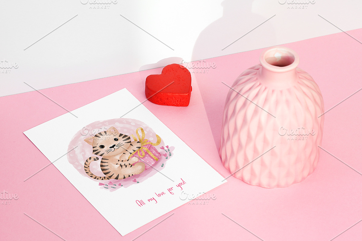 Valentine's Card Love Tiger Fox Box, an Animal Illustration by PawGraphic (Photo 2 of 9)