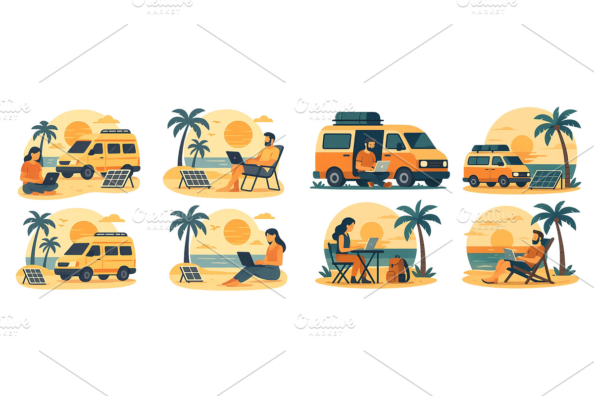 Camping by the beach with solar, a Technology Illustration by ZinetroN