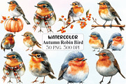 Autumn Robin Bird Clipart, an Illustration by CraftArtStudio (Thumbnail 1 of 6)