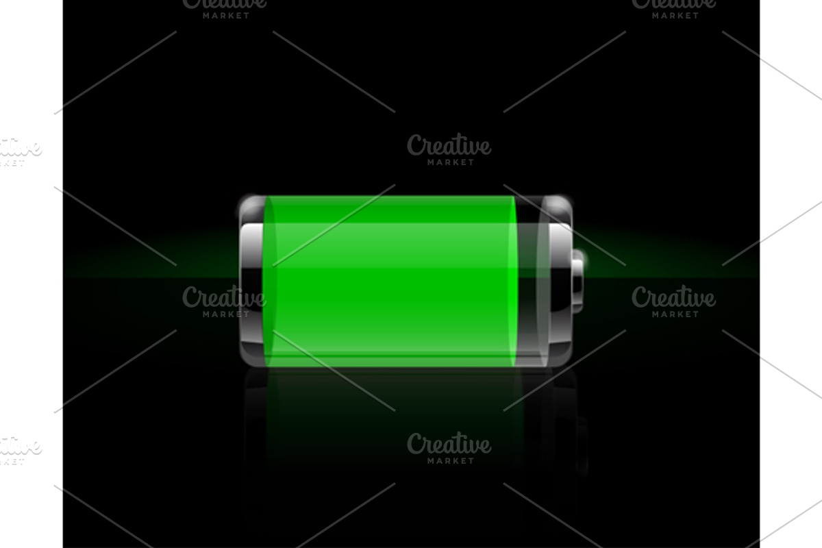 Set glossy transparent battery icons