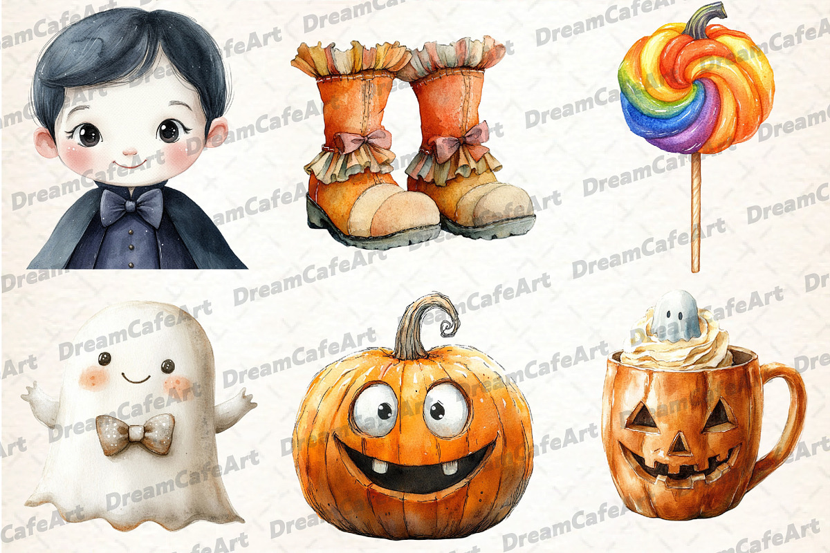Hand Drawn Cute Halloween Clipart Bu, an Illustration by DreamCafeArt (Photo 4 of 7)
