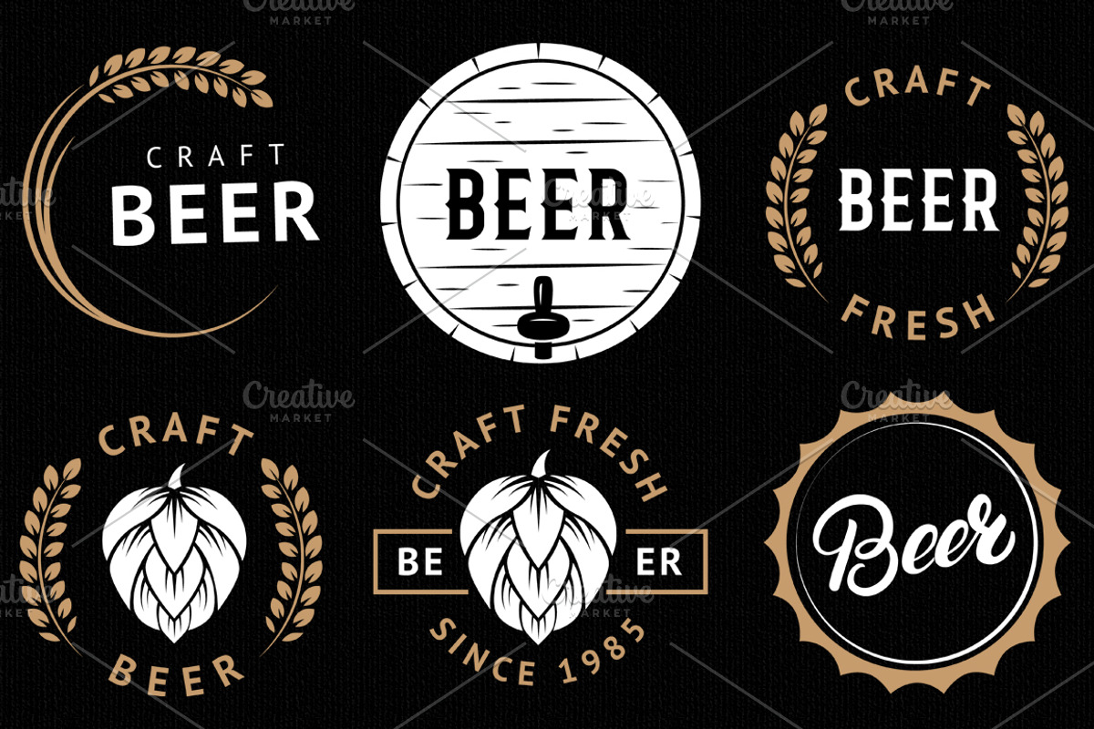 Set craft beer logo & labels., a Branding & Logo Template by SiberianArt (Photo 3 of 7)