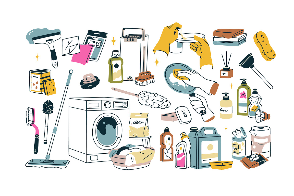 Clean products, household tools set, an Object Illustration by Good Studio (Photo 3 of 5)