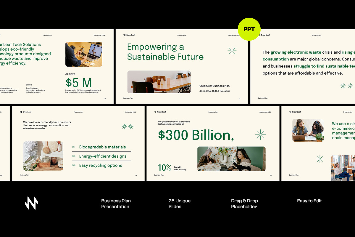 Clean Business Plan PowerPoint, a Presentation Template by Neermana (Photo 1 of 4)