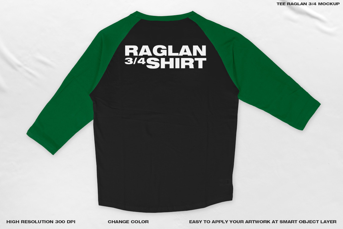 TEE RAGLAN 3/4 MOCKUP, a Shirt Mockup by DaldSgh (Photo 7 of 10)