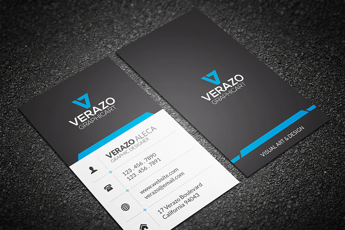 Clean Vertical Business Card, a Business Card Template by Verazo (Photo 1 of 4)