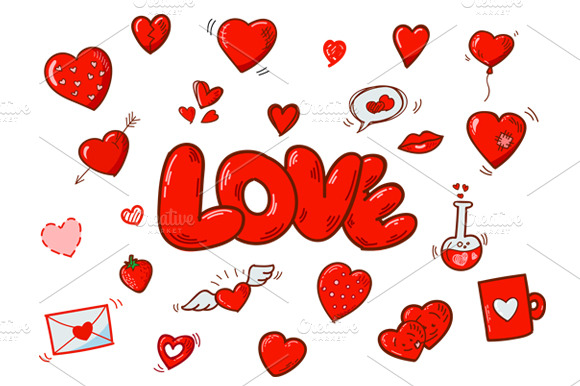 Red Cartoon Hearts