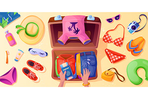 Suitcases clothes packing. Travel, an Object Illustration by Stock-Smart-Start