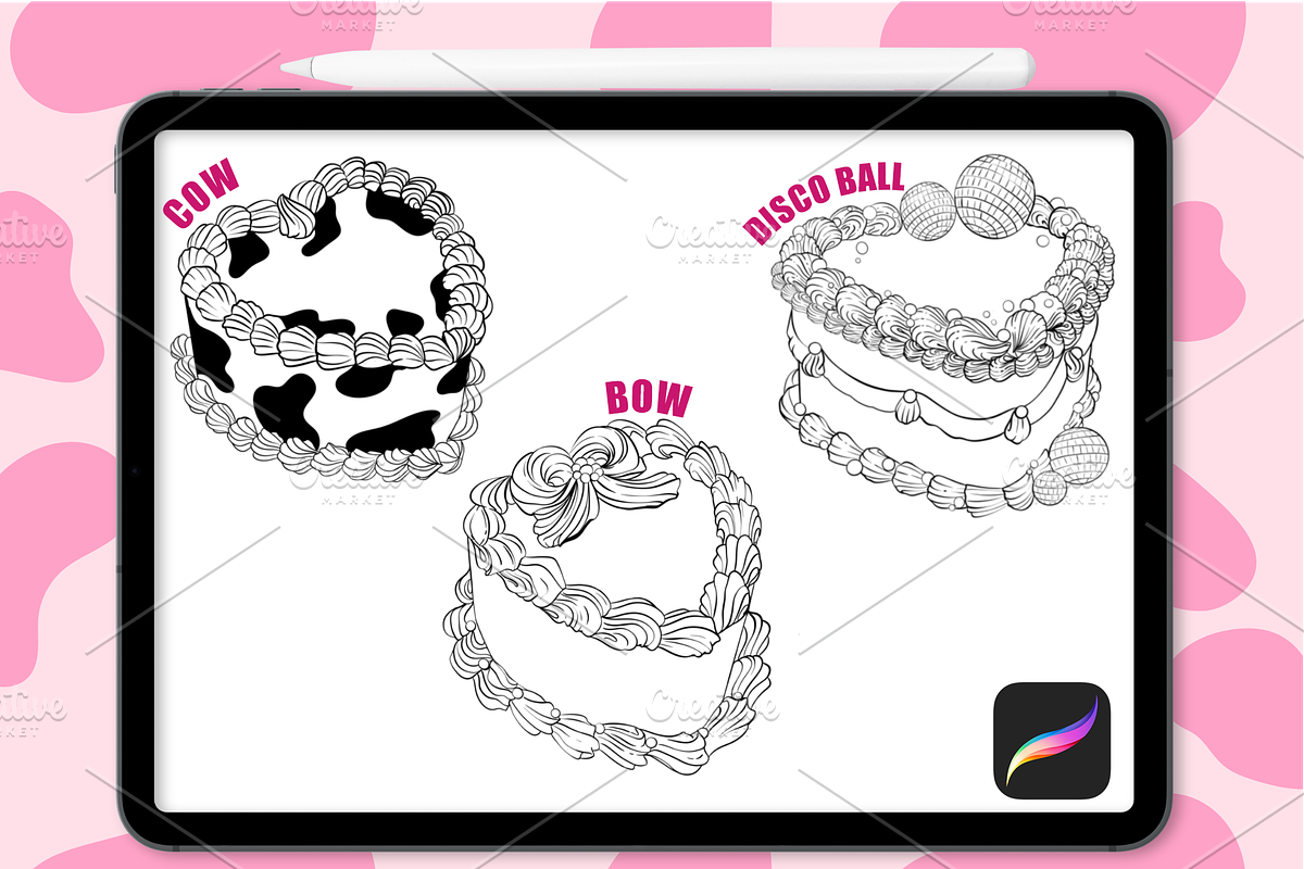 VICTORIAN CAKES PROCREATE BRUSH SET, a Brush Add-On by The GG Shop (Photo 8 of 17)