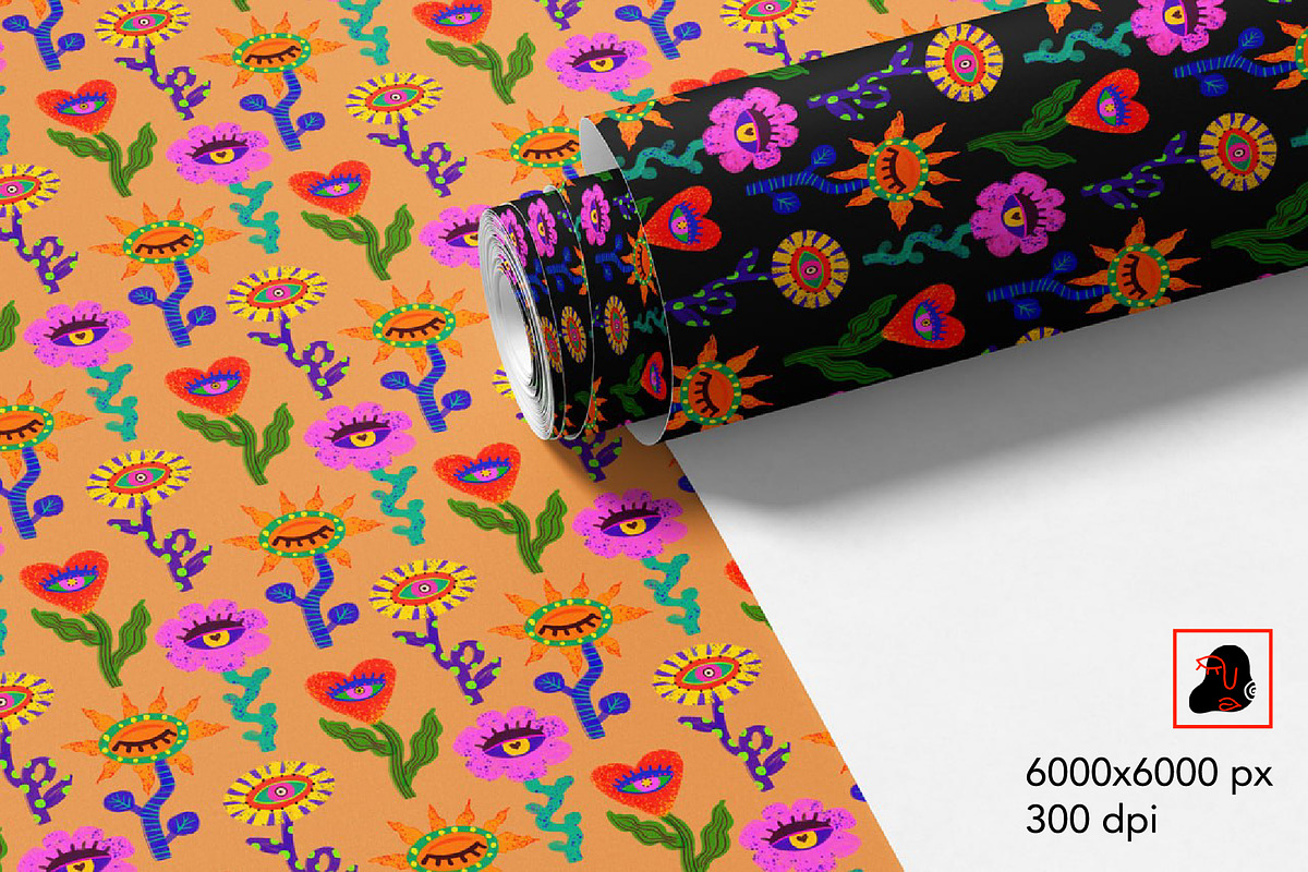 Trippy Blooms – Psychedelic Pattern, a Pattern Graphic by Alona Savchuk (Photo 5 of 7)