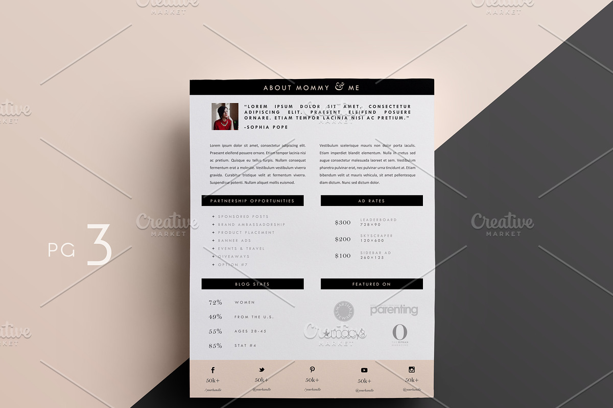 Blog Media Kit Template | 3 Pages, a Stationery Template by Blogger Kit Co. (Photo 6 of 8)